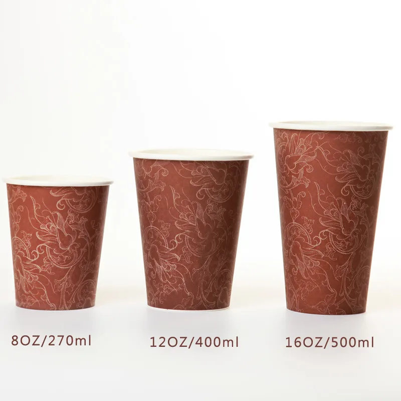 50 шт. одноразовая кофейная чашка с цветочным узором, плотные бумажные чашки, горячие напитки, сок напитки, упаковка, чашки, пакеты на вынос с крышками