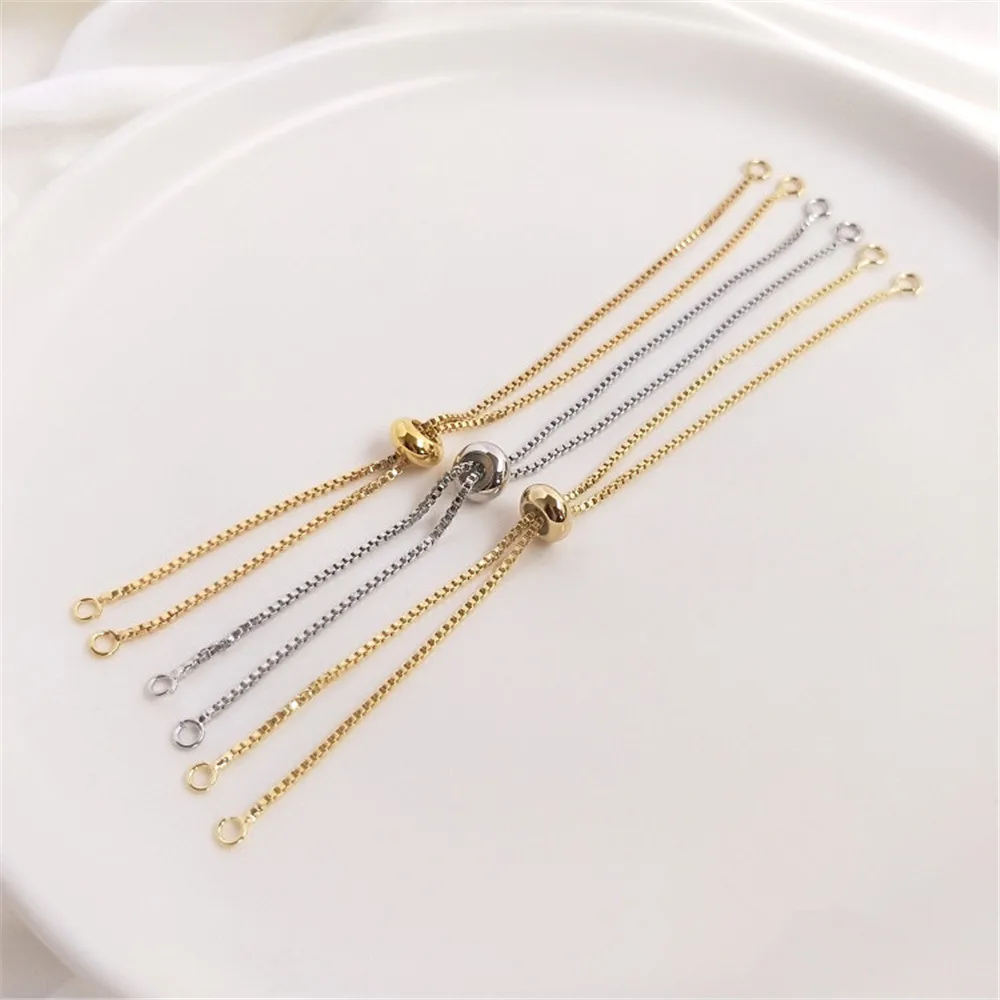 14K18K gold box bracelet Korean version with adjustable silicone beads DIY double hanging extension chain jewelry accessories 14k18k gold box bracelet korean version with adjustable silicone beads diy double hanging extension chain jewelry accessories