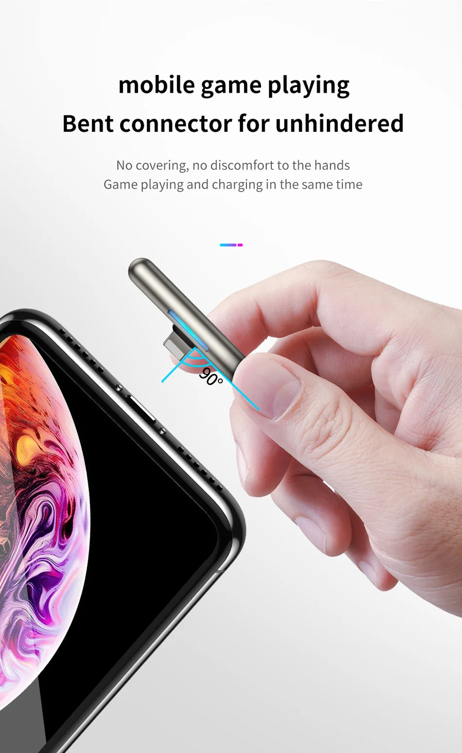 Светодиодный светильник Baseus 90 градусов usb Кабель зарядного устройства для iPhone xs xr 8 7 6s plus 5 11 ipad Быстрая зарядка данных для apple светильник ning 1 м 2 м