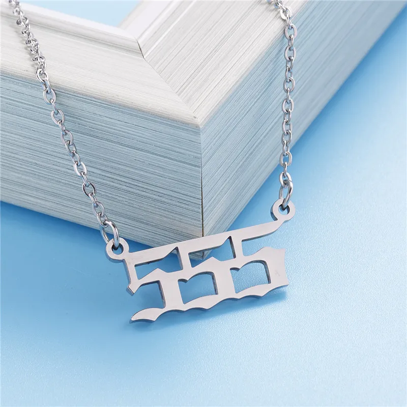 Stainless Steel Angel Number Necklace 111 222 333 444 555 666 777 888 999 For Women Men Lucky Number Chain Necklaces Jewelry