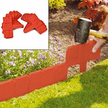 

10pcs Decorative Lawn Fence DIY Insert Anti Corrosion Courtyard Garden Edging Easy Clean Trellis Palisade Stone Effect