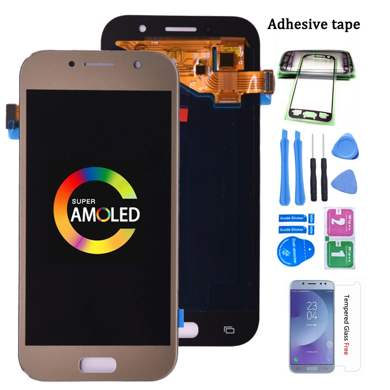 Super Amoled для SAMSUNG GALAXY A5 2017 A520 A520F A520K ЖК-дисплей с сенсорным экраном дигитайзер в