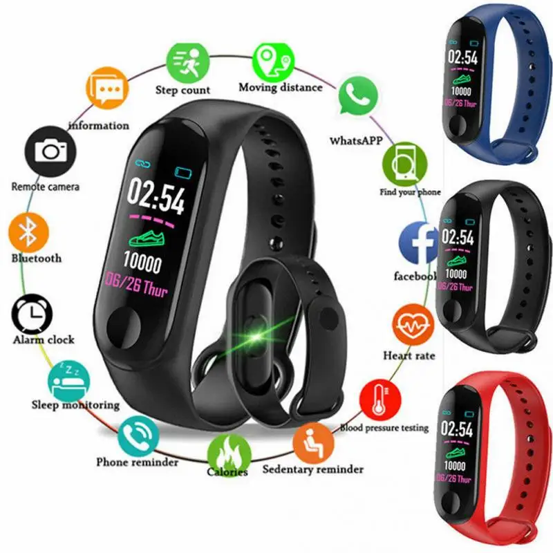 M3 smart bracelet outdoor sports blood pressure monitoring step with smart belt heart rate activity tracker fitness smart watch