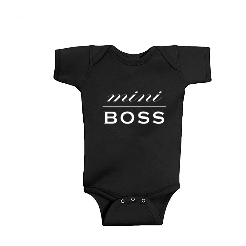 Мини-боди с надписью «Boss» для новорожденных мальчиков; милое летнее боди с короткими рукавами; Комбинезон для маленьких девочек; хлопковая одежда для малышей