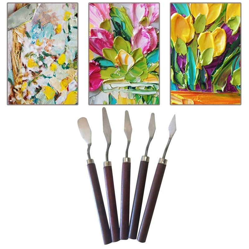 

Wood Palette Knife Painting Tools, Stainless Steel Oil Painting Mixing Scraper
