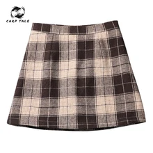 Осенне-зимняя женская юбка, клетчатая А-образная высокая талия, тянущаяся, повседневная, простая, модная, Kawaii, Студенческая юбка, шорты, плиссированная юбка