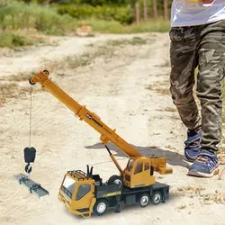 Kids 1:24 Remote Control Truck Crane Toys Rechargeable RC Lift Simulation Engineering Crane Children's Toy Model Rc Car Gift