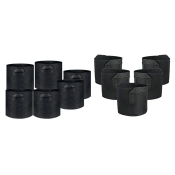 

6-Packs 5 Gallon Grow Bags & 5 Pack 3 Gallon Plant Grow Bags, Fabric Containers with Strap Handles