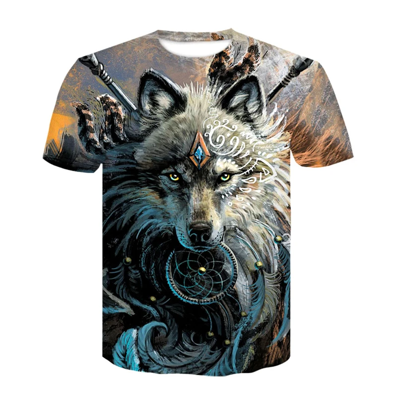 

New Summer 3d Wolf Print T-Shirt Men Women Summer Short Sleeve Harajuku 3D Tribe Wolf Tshirt Cool Funny Animal T Shirt 4XL