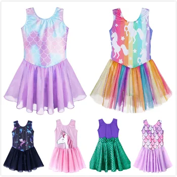 

Girls Gymnastics Leotards Ballet Tutu Dance Skirt Mermaid Unicorn Pattern 2-11Y