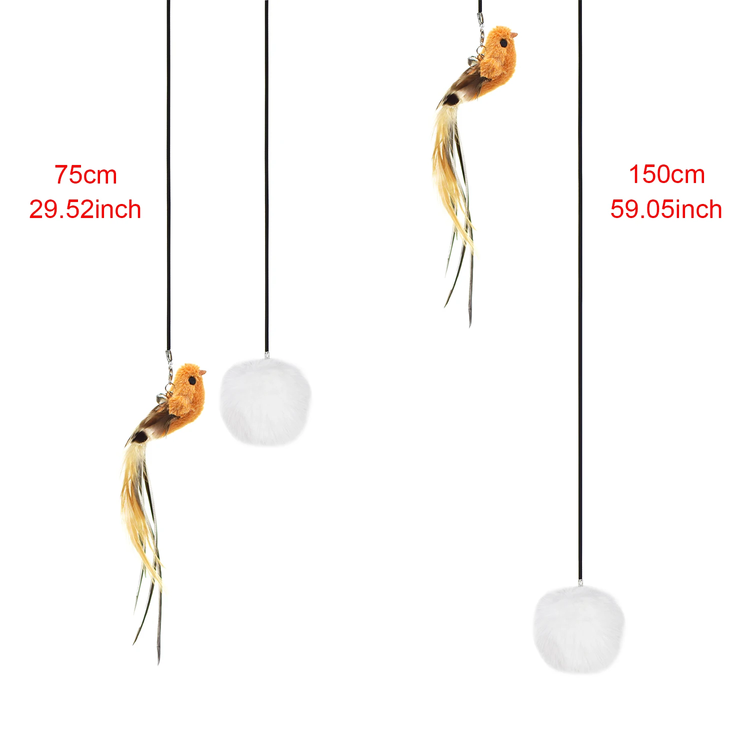 Simulation Bird Cat Toy Adjustable Length Hanging Door Type Double Head Cat Scratch Rope Funny Interactive Cats Toy