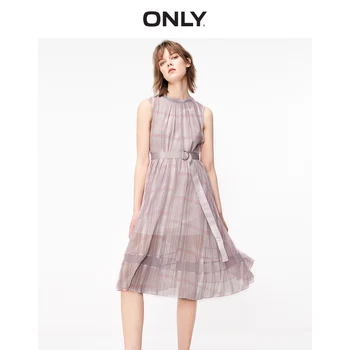 

ONLY Women's Checked Pleated Back V-shaped Cinched Waist Chiffon Dress | 119207566