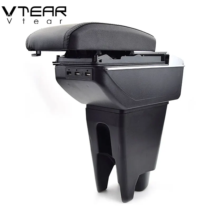 Vtear car armrest for Citroen C1 arm rest leather USB storage box Double center censole interior decoration accessories parts