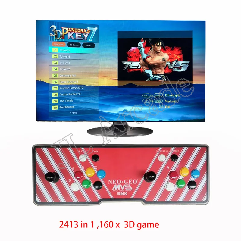 

160 x3D Pandora arcade game console 2650 in 1 familie LED playstation voor kinderen 2 spelers HDMI VGA uitgang naar TV