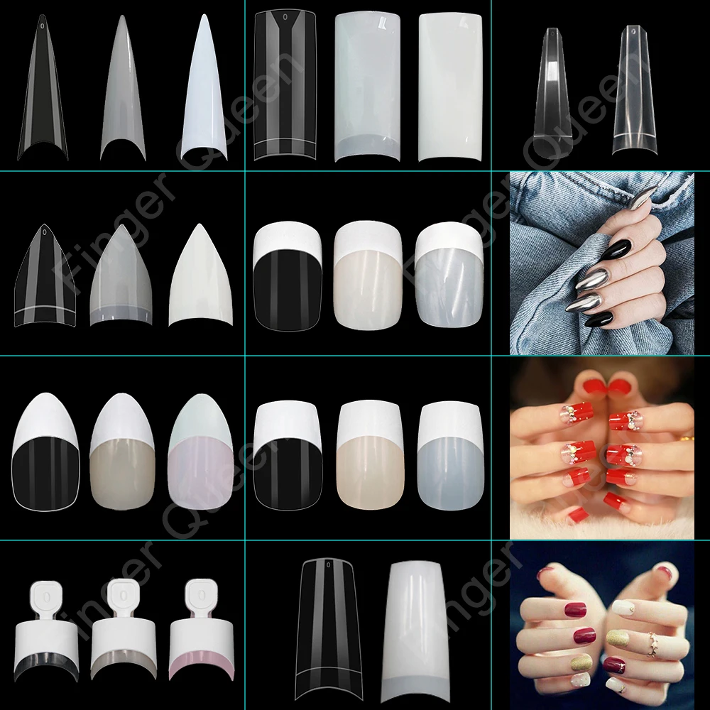 

New 100Pcs Ballerina Stiletto Coff Acrylic Nail Tips Full/Half Cover Tips Coffin Fake Nails UV Gel Manicure False Nails Art