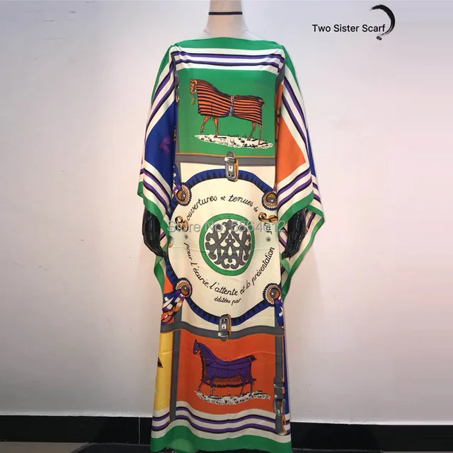 Africa Fashion Blogger Recommend Popular printed Silk Kaftan Maxi dresses Loose Summer Beach Bohemian kaftan long dress for lady 2