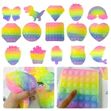 

Bubble Sensory Fidget Toy Glitter Rainbow Popper Simple Dimple Autism Special Needs Squishy Stress Reliever Toys For Adults Kids