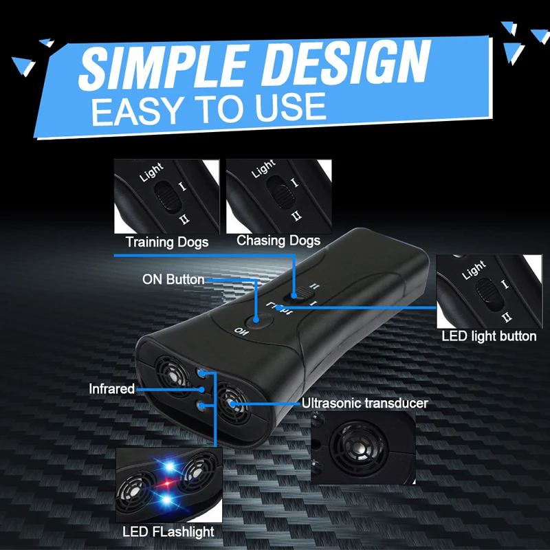 Pet Dog Anti Barking Repeller Stop Bark Training Device Trainer LED Ultrasonic Anti Barking Ultrasonic Without Battery