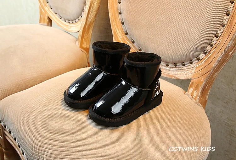 CCTWINS/детская обувь; коллекция года; зимние модные ботинки на меху для мальчиков; повседневные короткие ботинки для детей; Черная теплая обувь; SNB077