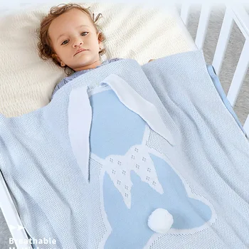 

New 2020 Spring Autumn Winter Infant Baby Boy Girl Knit Rabbit Ears Blanket Newborn Baby Quilt Boys Girls Hold Blanket