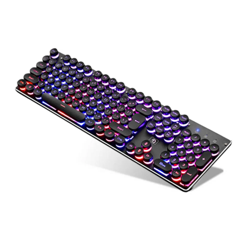 Игровая механическая клавиатура панк ретро 104 клавиш RGB клавиатура с подсветкой металлическая панель USB Проводная Водонепроницаемая компьютерная игровая клавиатура