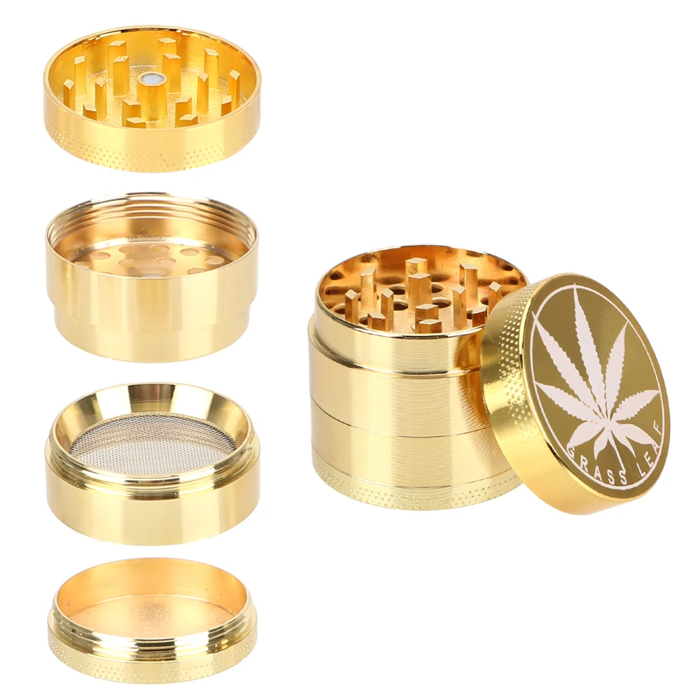 Tobacco Grinder Beautiful Herb Herbal Spice Crusher Smoking Pipe Accessories Household Commodity Metal Zinc Alloy 4 layer 40mm