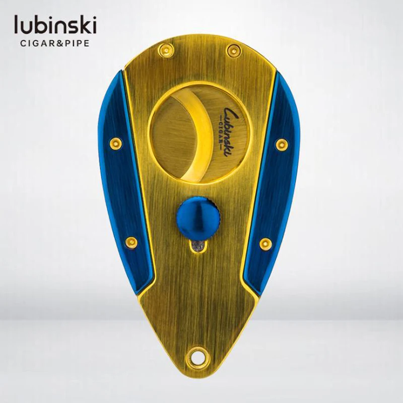 

New LUBINSKI Pattern Super Sharp Cigar Cutter Delicate Stainless Steel Cigar Scissors Tobacco Cutting W/Leather Case Gift Box