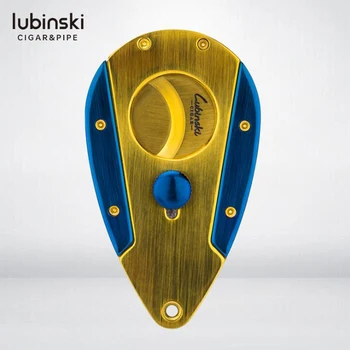 

New LUBINSKI Pattern Super Sharp Cigar Cutter Delicate Stainless Steel Cigar Scissors Tobacco Cutting W/Leather Case Gift Box