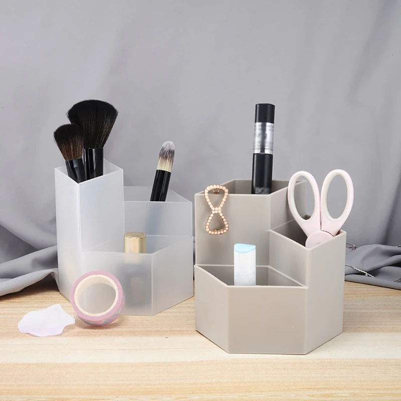  Cosmetics Organizer Nail Polish Makeup Tools Pen Holder Rack 3 Lattices Jewelry Brush Storage Case 