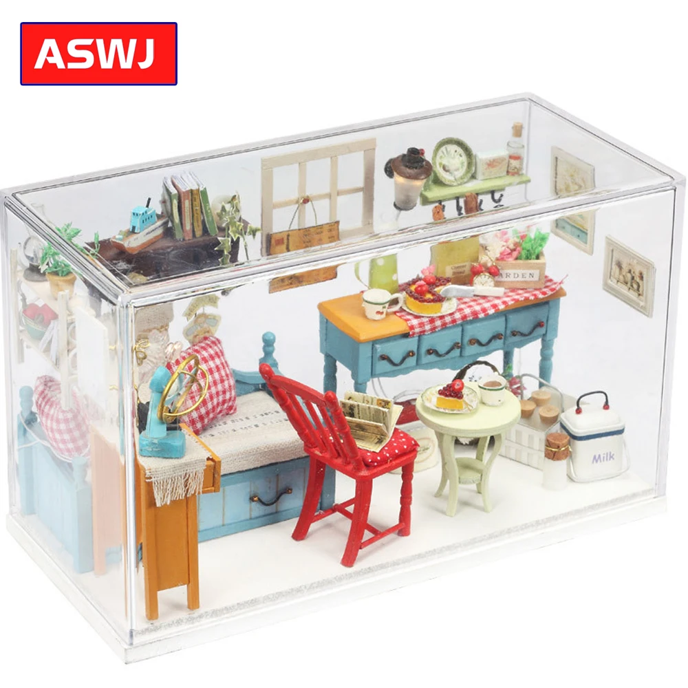 Новый DIY кукольный домик с мебелью деревянный дом миниатюрные 1/24 Roombox игрушки для