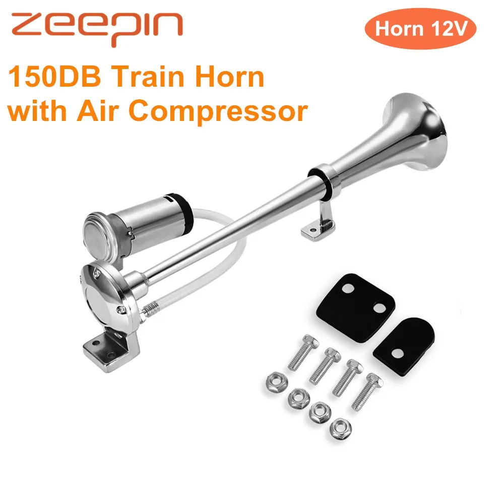 Tanie Uniwersalna trąbka pneumatyczna 12V pojedynczy samochód róg pociągu z kompresorem powietrza instrukcja ciężarówka łódź motocykl klakson rogi