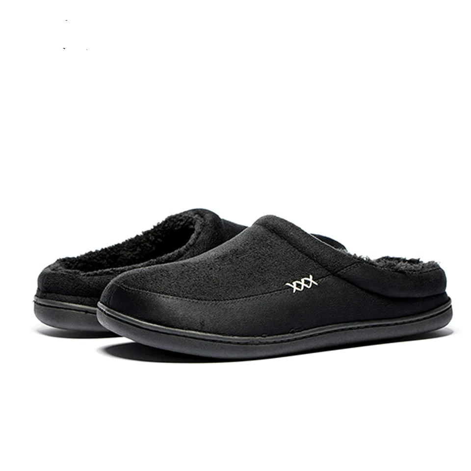 Однотонные высококачественные мужские зимние тапочки из флока; теплые домашние тапочки для спальни; домашняя обувь из плюша; размер 48; мягкая домашняя обувь
