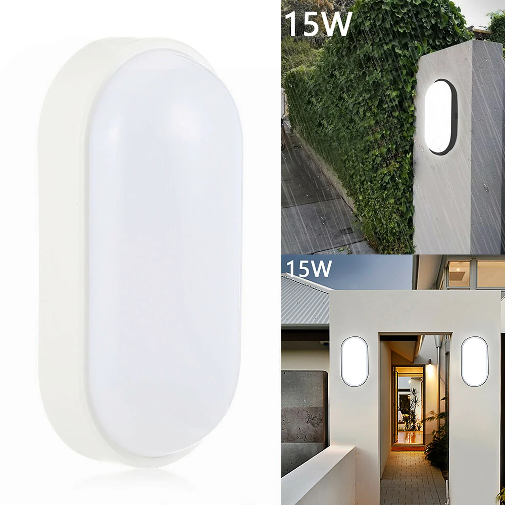 

15W Bathroom Oval Wall Light Outdoor/Indoor Lighting LED Lamp Waterproof Surface Mounted Oval for Outdoor Garden Bathroom Light