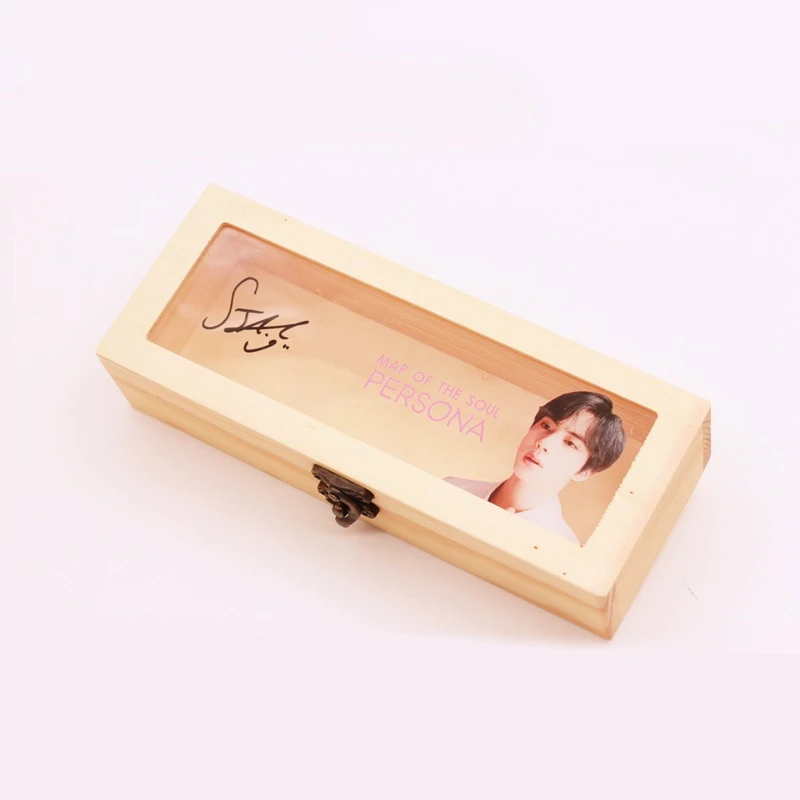 Kpop Bangtan Boys Retro Pine Rectangular Wooden Storage Box Flip Solid Wood Gift Box Handmade Craft home Case box