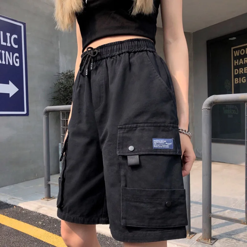 Pantalones cortos de estilo motero para mujer, shorts femeninos, ropa de calle, hip hop oscuro, spodenki damskie