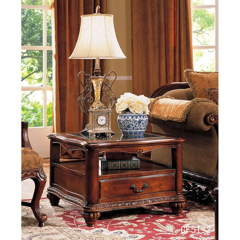 Роскошный журнальный столик в американском стиле из березового дерева, журнальный столик и торцевой столик с центром хранения для гостиной GF51 - Цвет: End table