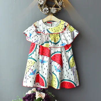 

Thunderers Toddler Girls Summer Princess Dress Cute cartoon watermelon fashion off the shoulder dress Baby Party Wedding Dresses