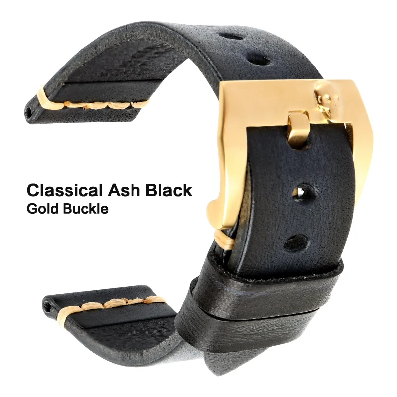 Maikes Watch Accessories Genuine Leather Watchband 20mm 22mm For Samsung Gear s3 Replacement 18mm PUNK Watch Strap Bracelets - Цвет ремешка: Ash Black G
