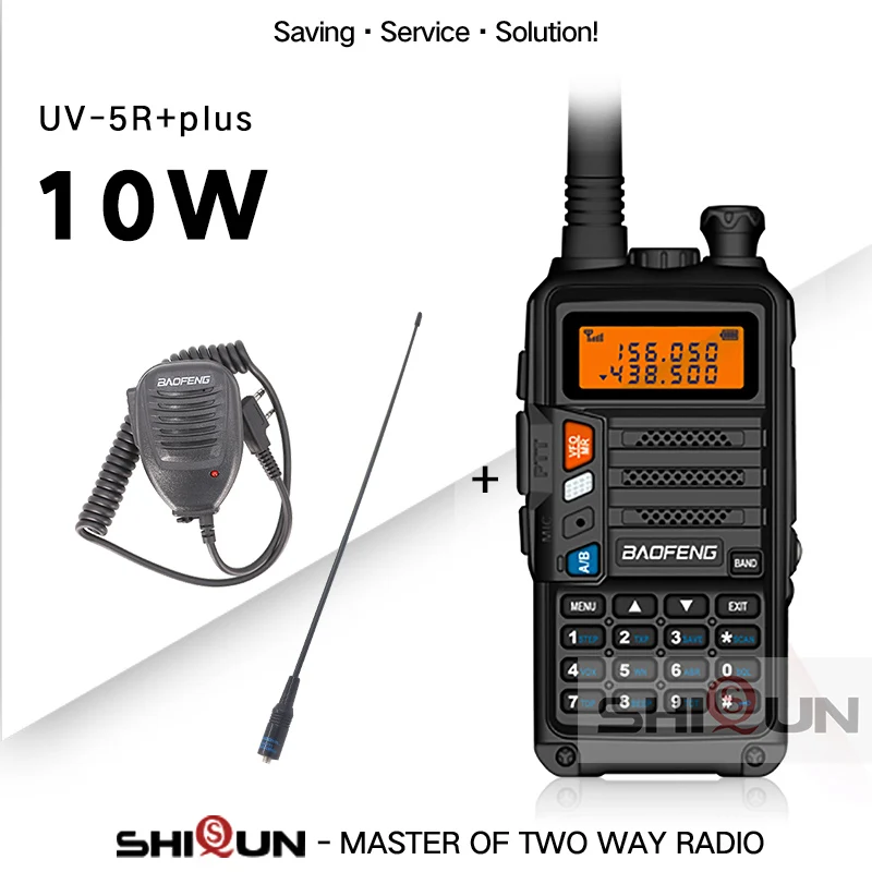 rechargeable walkie talkies 10W Walkie Talkie Long Range Baofeng UV-5R+Plus Radio for Hunting 10 km Upgrade of UV-5R UV-10R Ham Radio 10KM UHF/VHF Tri Bands best 2 way radios Walkie Talkie