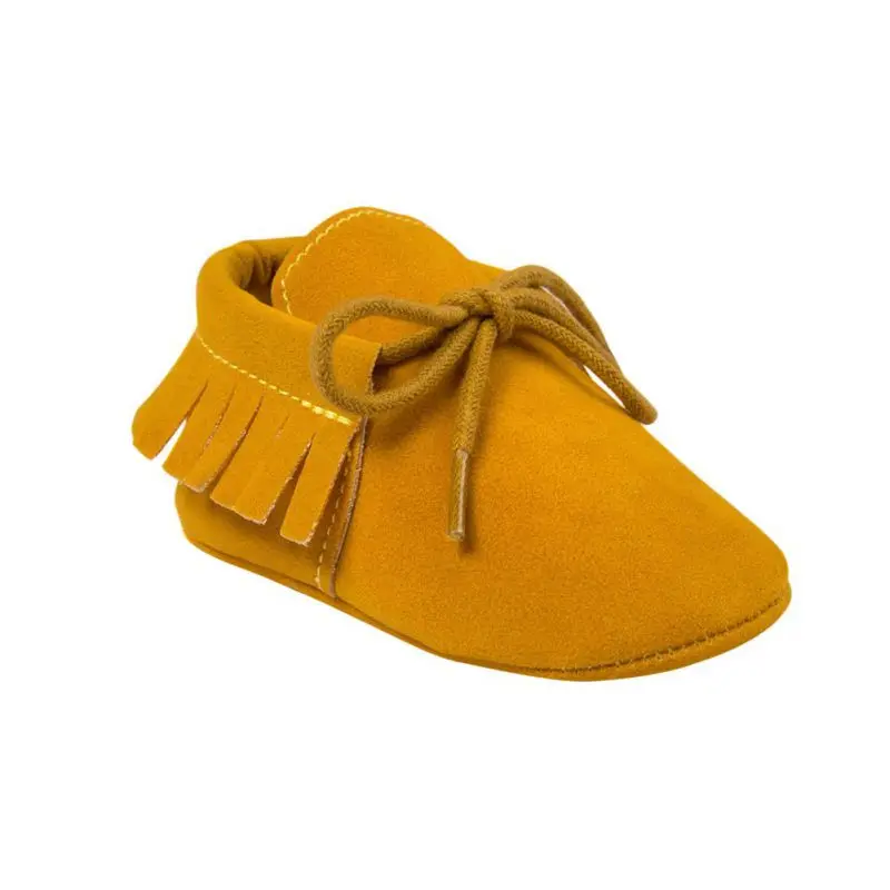 Обувь для маленьких девочек; обувь для малышей; мокасины на мягкой нескользящей подошве; обувь с бахромой для малышей; обувь для новорожденных; обувь из искусственной замши - Цвет: Y