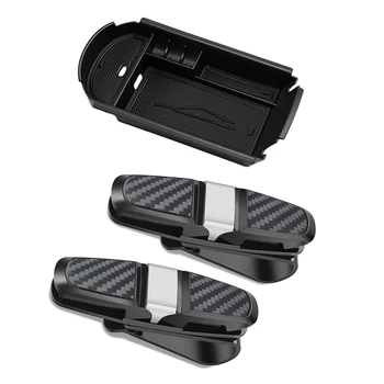 

2Pcs Glasses Holders for Car Sun Visor,Sunglasses Eyeglasses Mount with Ticket Card Clip - Black & 1Pcs Car Styling Plastic Inte