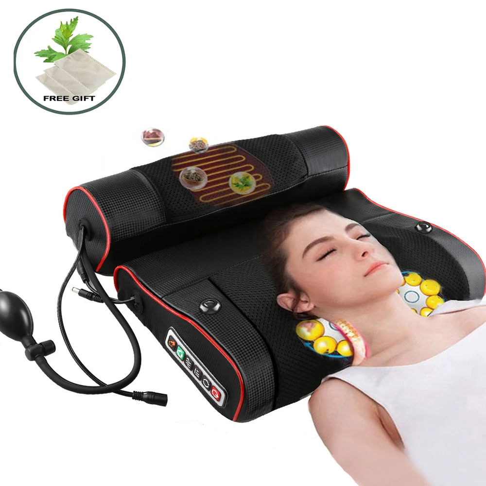 Electric Neck Relaxation Massage Pillow Back Heating Kneading Infrared therapy shiatsu AB Massager