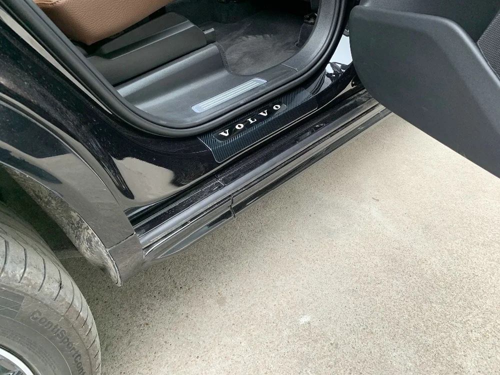 16款-20款XC90外门槛条碳纤带标款4