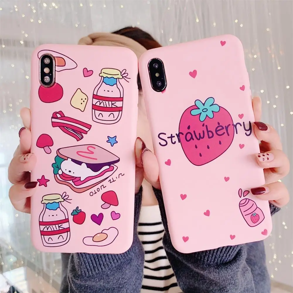 Модный чехол с рисунком еды для Apple iphone 6 7 8 Plus X XR XS Max милый розовый чехол-накладка