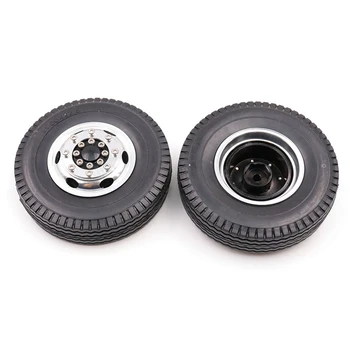 

1/14 Front Rubber Loader Wheels with Rims for Tamiya 1/14 Scale Tractor Rear, for Tamiya 1/14 RC Tractor Trailer Truck
