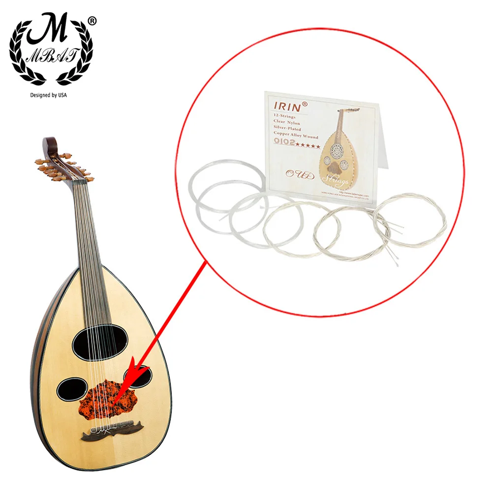 M MBAT-터키 Oud 아랍 류트 스트링 투명 나일론 실버 도금 구리 합금 상처 스트링 액세서리 O102, 고품질 12 개/세트