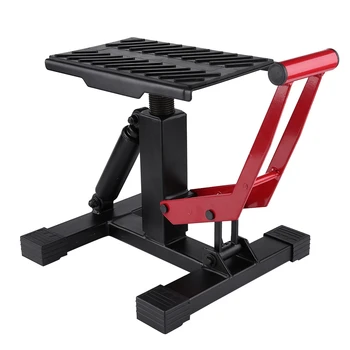 

Oversea Adjustable Lift Jack Lift Stand Repairing Table for Adventure Touring Motorcycle Street Bike Lift Stand Iron Black + Red