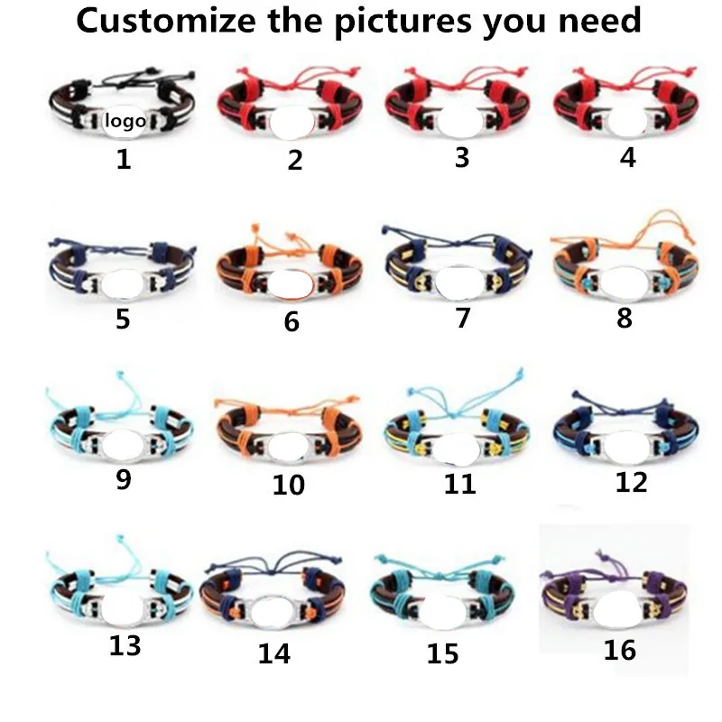 

Send me the pictures you need! Custom 18*25MM Glass Charm Adjustabl Genuine Leather Bracelets & Bangles For Man Woman