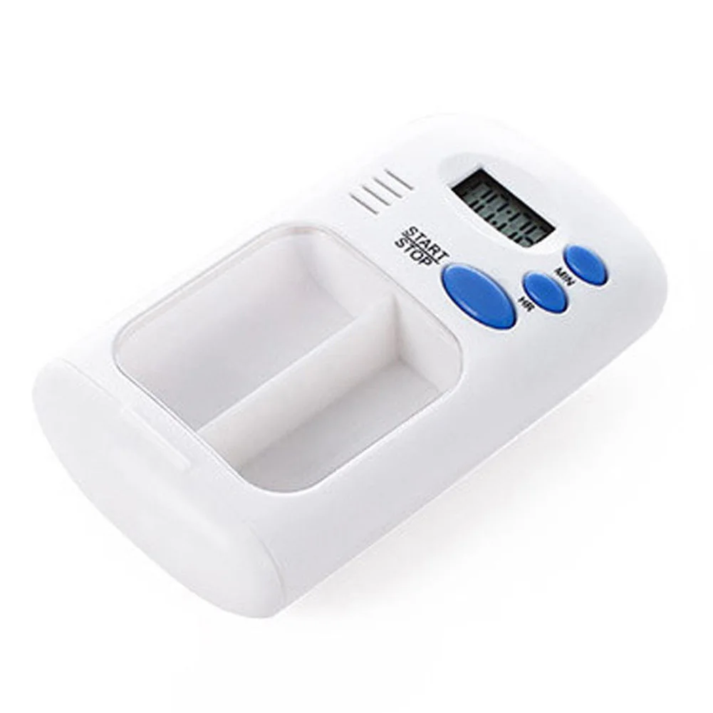 

2 Grids Electric Alarm Medicine Reminder Pill Box Battery Powered Portable Digital LCD Travel Small Timer White Home Use