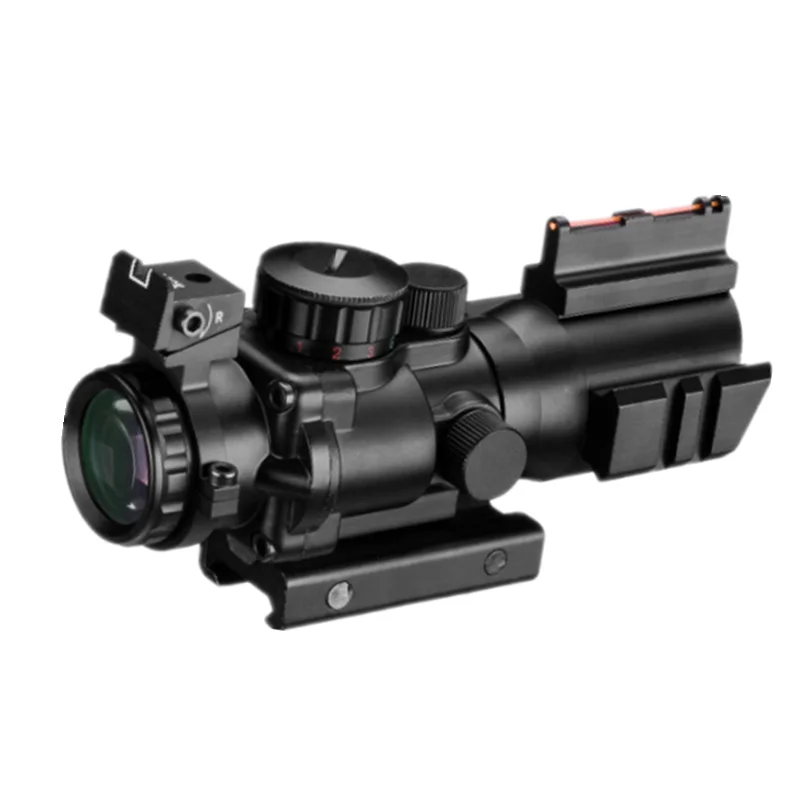 4x32 Acog прицел 20 мм ласточкин хвост рефлекторная Оптика прицел тактический прицел для охотничьего ружья винтовка страйкбол снайперская Лупа воздушный мягкий - Цвет: Черный